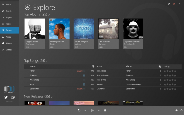 Outcoldplayer Windows 8 App for Google Play Music