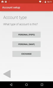 Gmail 5 for Android, POP SMTP Exchange