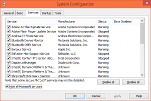 Windows System Configuration Startup and Services