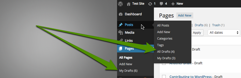 Quick Drafts Access WordPress Plugin