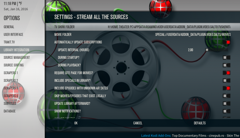 Kodi SALTS Libaray Integration