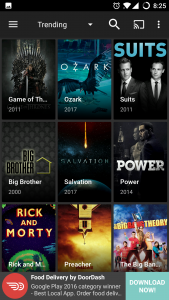 Terrarium TV Home screen