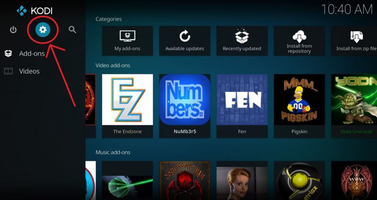 Kodi Settings Cog Icon