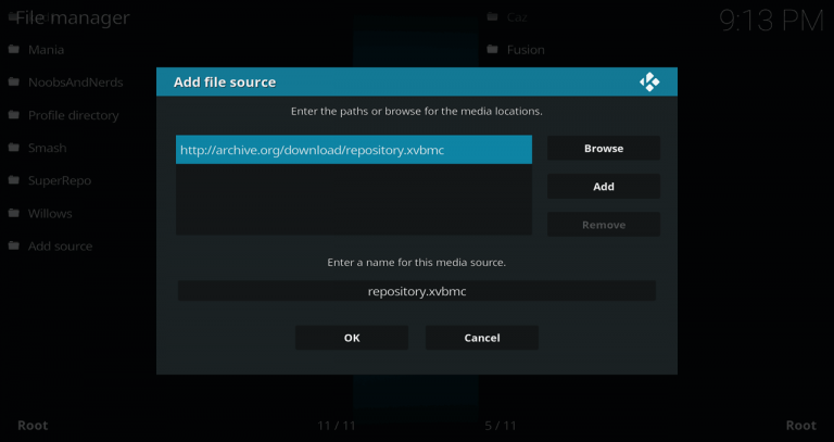 Enter the URL of the repo server and give it a name
