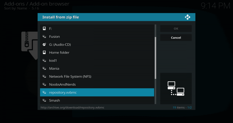 Select repository.xvbmc