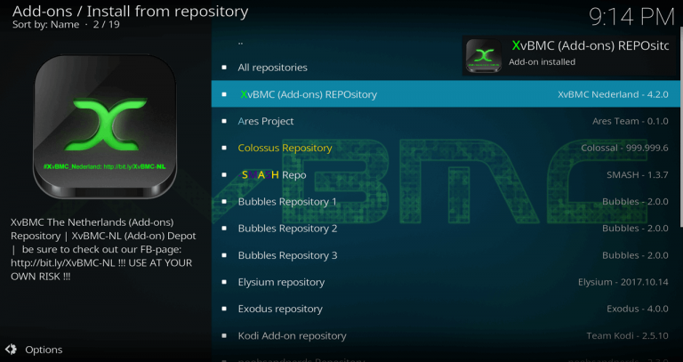 Select Install from Repository > XvBMC (Add-ons) REPOsitory