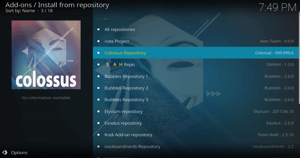 Kodi Install From Repository Colossus