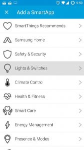 SmartThings Add a SmartApp > Lights & Switches