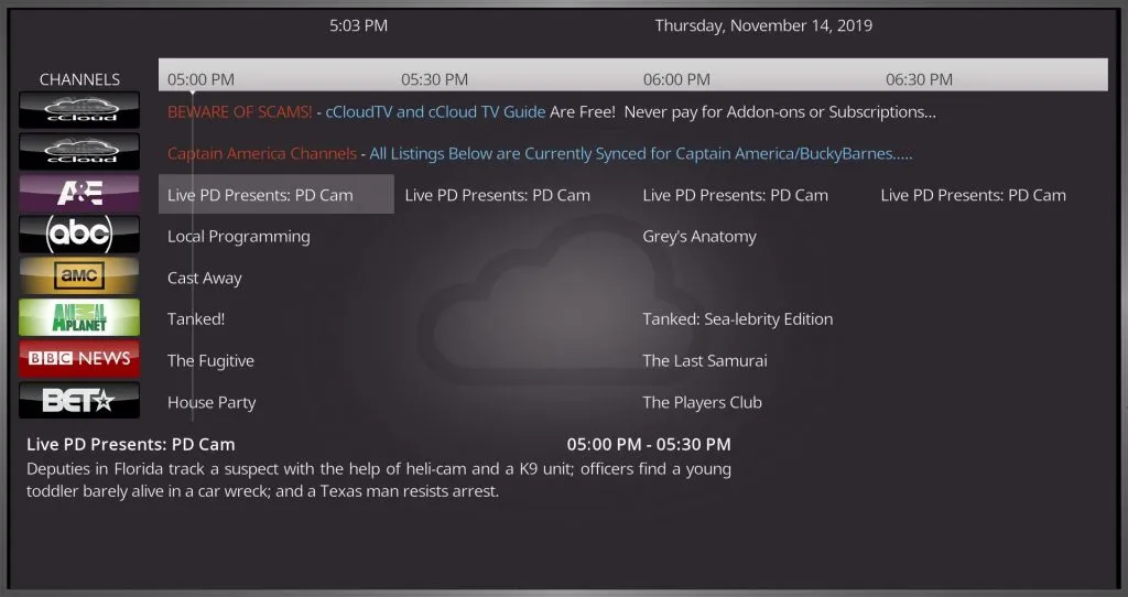 CCloud TV Guide