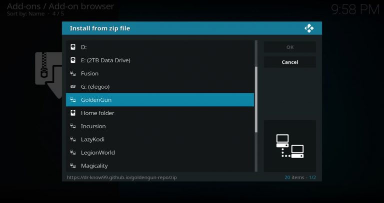 Install from Zip - GoldenGun