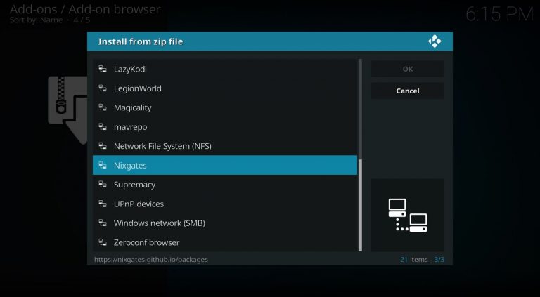 Install zip from Nixgates file source