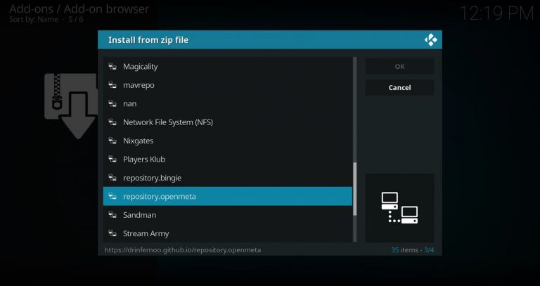 Install From OpenMeta File Source