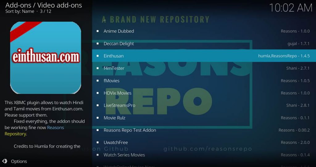 Einthusan Kodi Add On