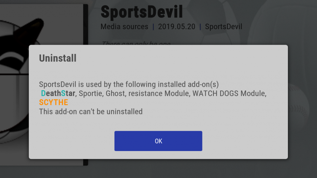 This add-on is used by the following installed add-on(s) .... This add-on can't be uninstalled