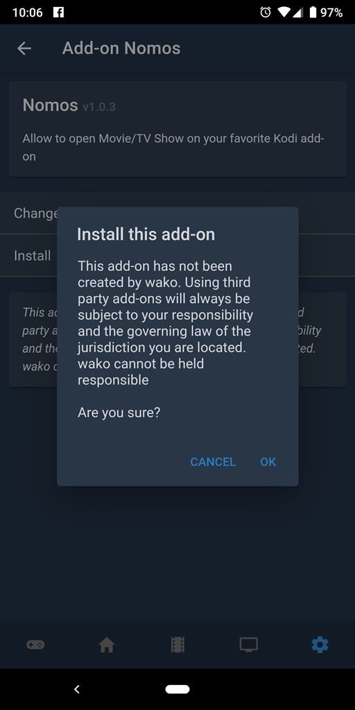 Add On Install Warning