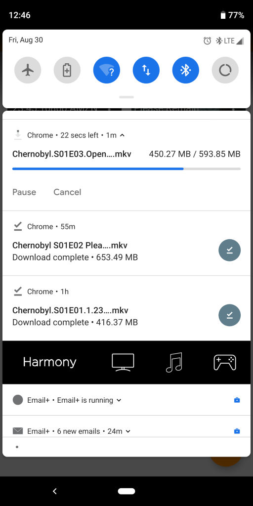 Downloads In Notifications