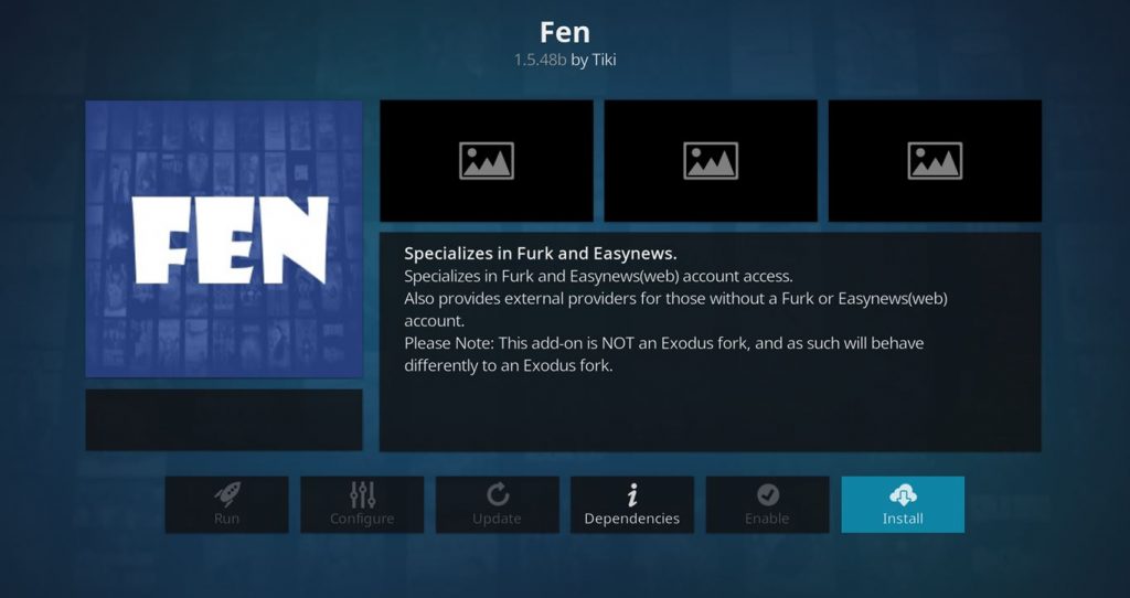 Install Fen Kodi Add On