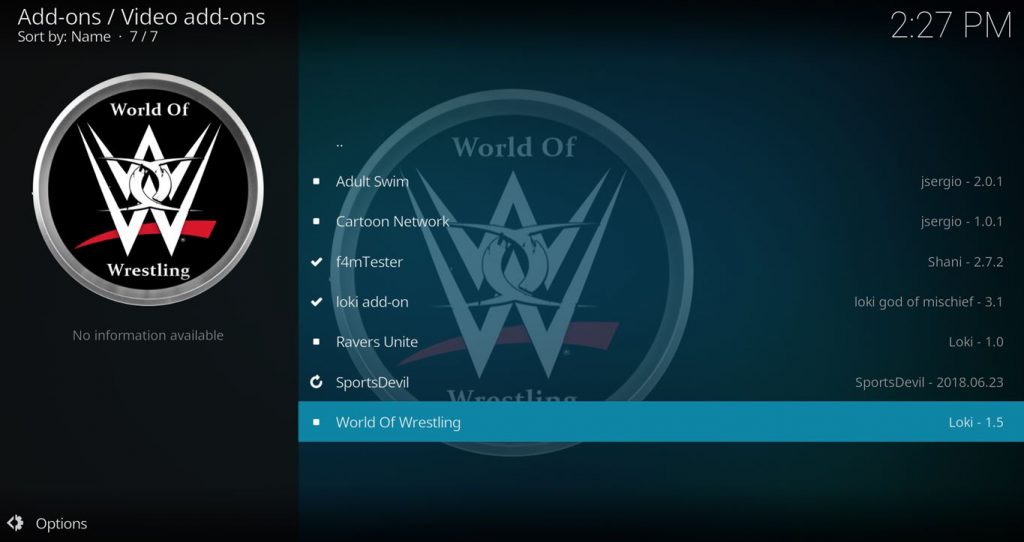 World Of Wrestling Kodi Add On