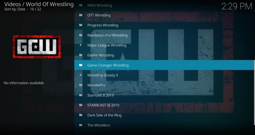 World Of Wrestling Main Menu 2