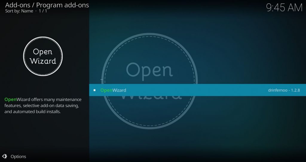 OpenWizard Kodi Add On