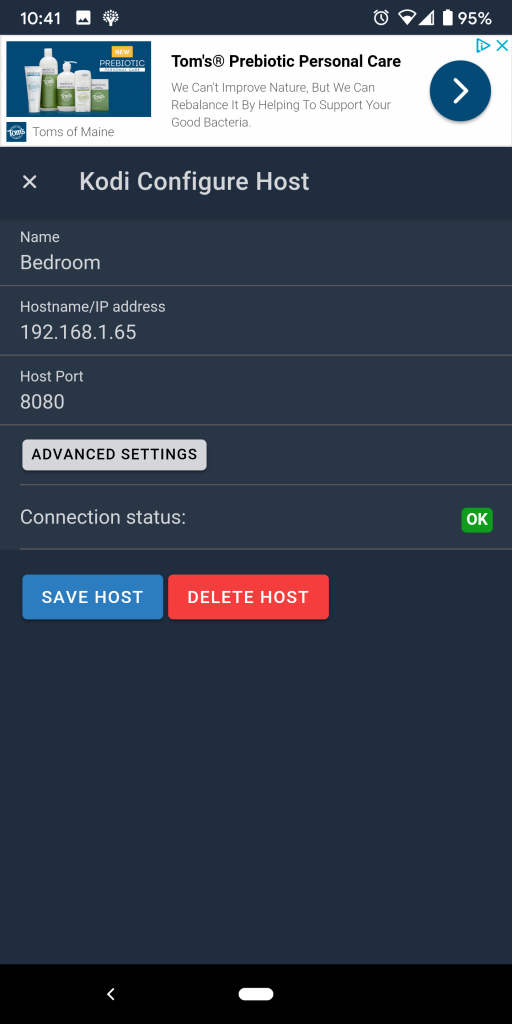 Wako Kodi Host Configuration