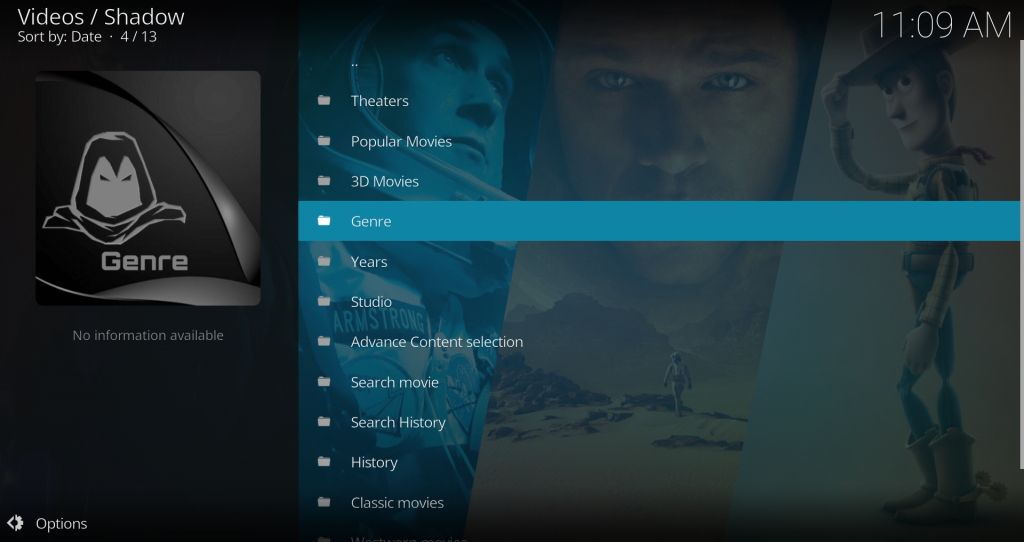 Shadow Kodi Movies Menu